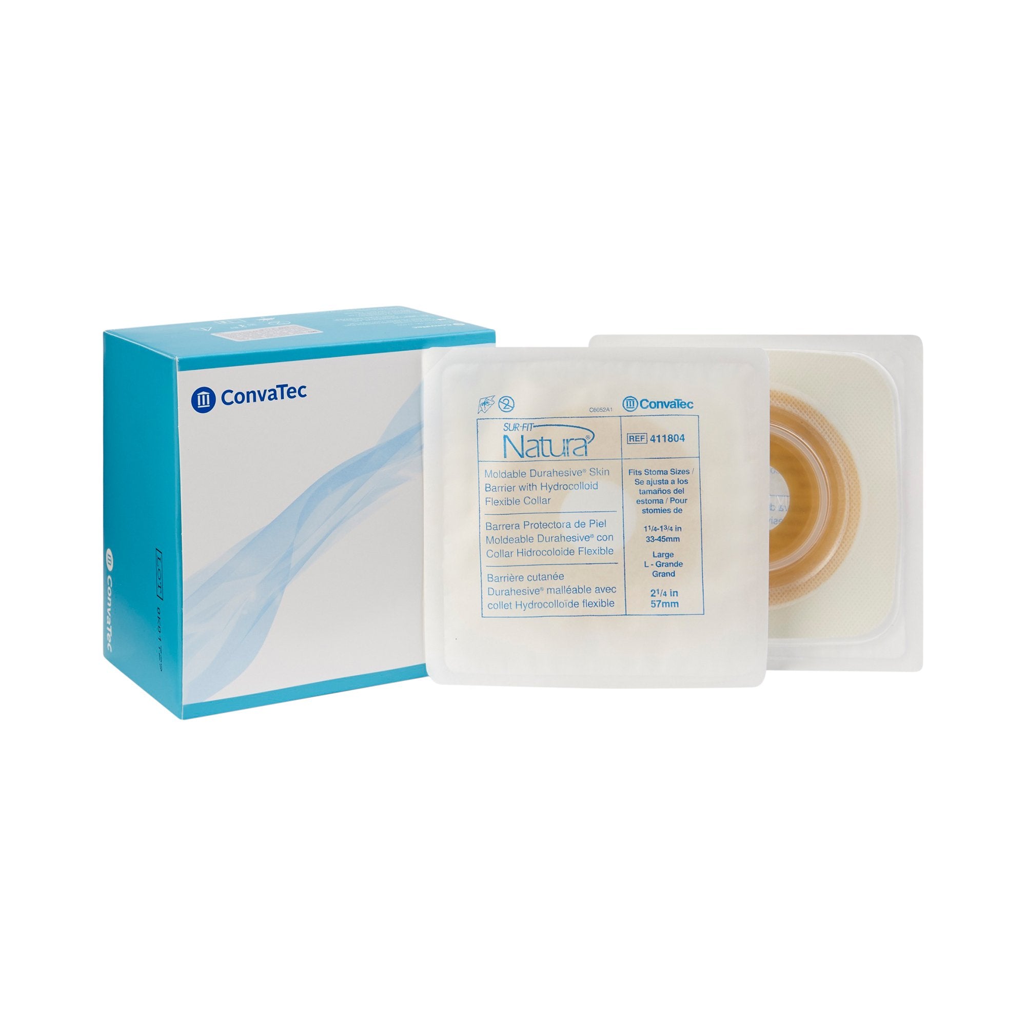 Sur-Fit Natura Durahesive Ostomy Barrier With 1-1 Inch Stoma Opening-"Ostomy Barrier Sur-Fit Natura Durahesive Moldable, Extended Wear Durahesive Adhesive 57 mm Flange Sur-Fit Natura System Hydrocolloid 1-1/4 to 1-3/4 Inch Opening"