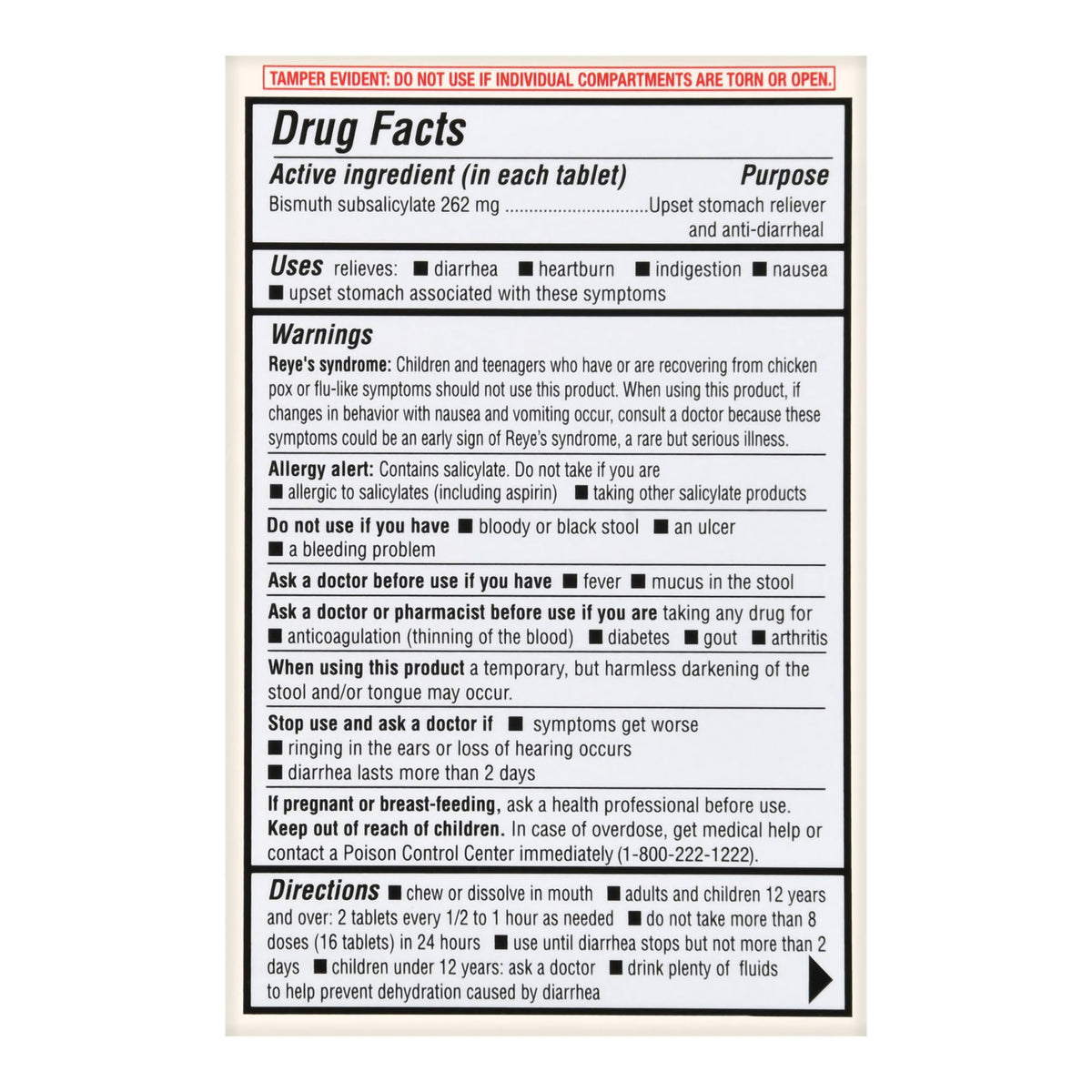 Foster & Thrive Regular Strength Stomach Relief Bismuth Salicylate 262 mg Chewable Tablets-Anti-Diarrheal Foster & Thrive 262 mg Strength Chewable Tablet 30 per Box