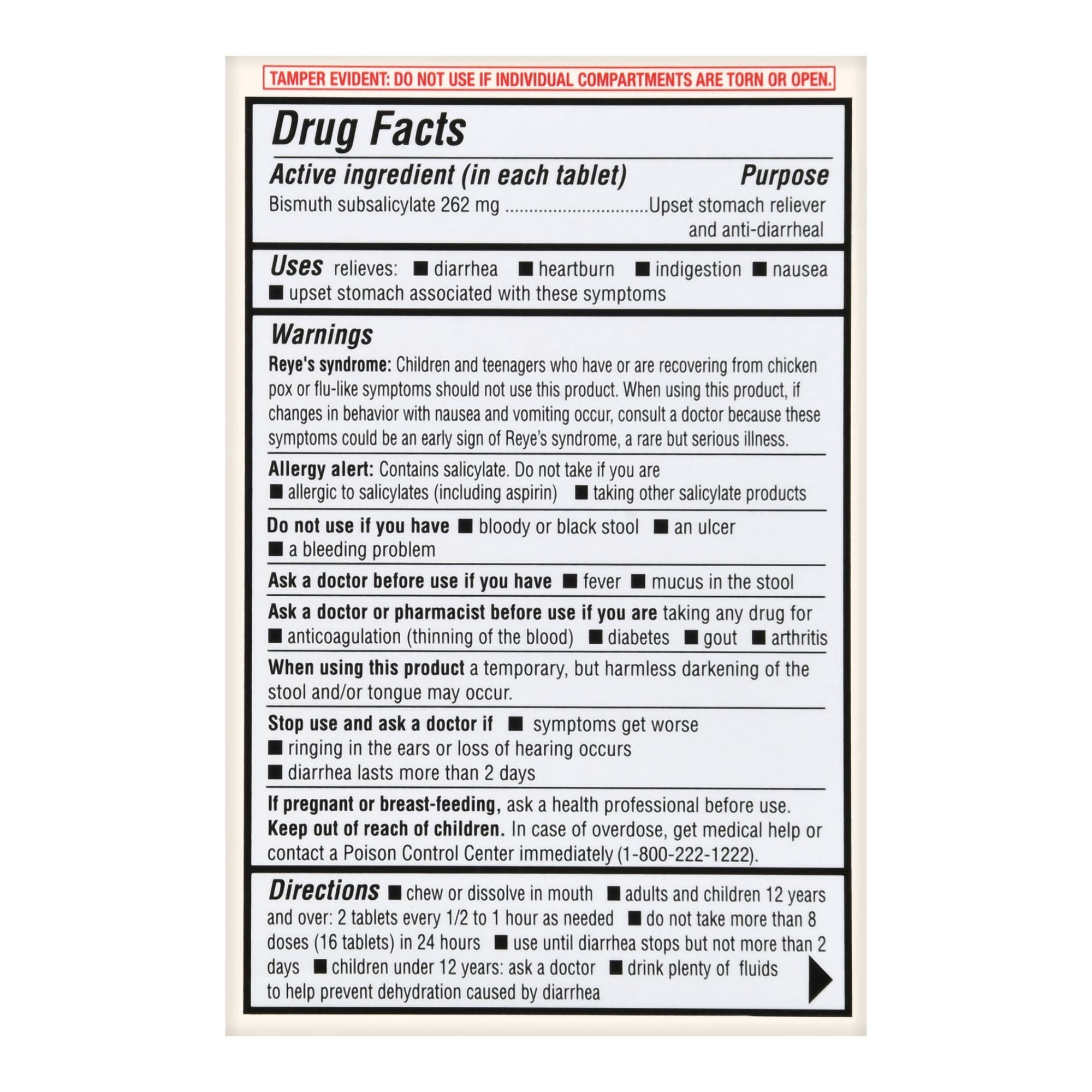 Foster & Thrive Regular Strength Stomach Relief Bismuth Salicylate 262 mg Chewable Tablets-Anti-Diarrheal Foster & Thrive 262 mg Strength Chewable Tablet 30 per Box