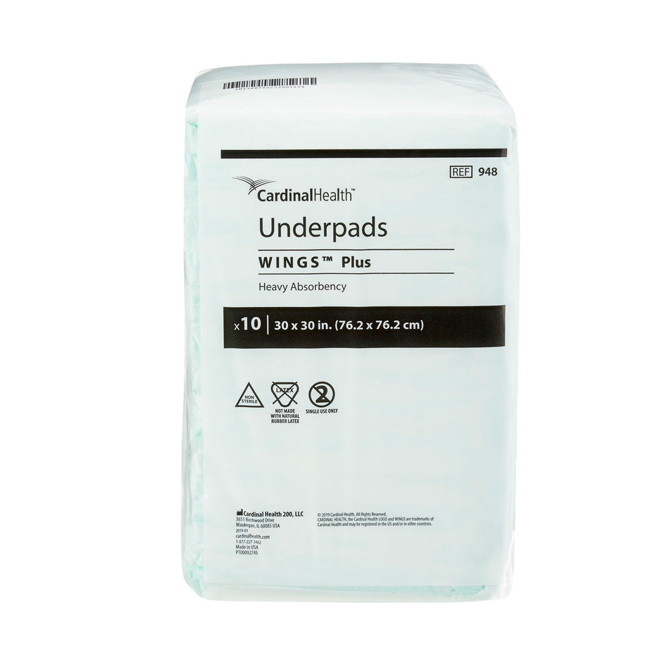 Wings Plus Underpads, Disposable, Heavy Absorbency, Beige, 30 X 30 Inch-Disposable Underpad Wings Plus 30 X 30 Inch Fluff / Polymer Heavy Absorbency