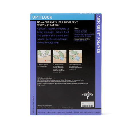 Optilock Nonadherent Dressing, 6 x 10 Inch-Super Absorbent Dressing OptiLock 6-1/2 X 10 Inch Rectangle