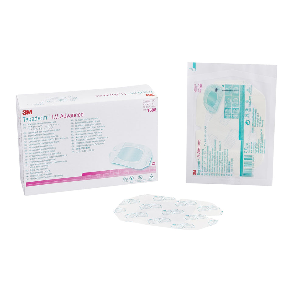 3M� Tegaderm� IV Advanced Securement Dressing, 4 x 4� Inch-I.V. Dressing 3M� Tegaderm� Film 4 X 4-3/4 Inch Sterile