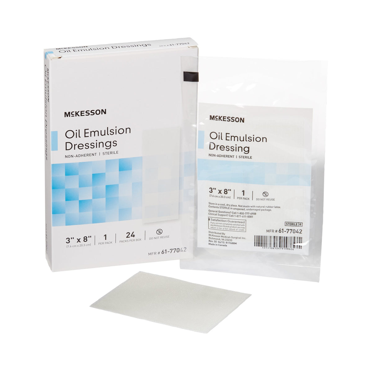 McKesson Oil Emulsion Impregnated Dressing, 3 x 8 Inch-Oil Emulsion Impregnated Dressing McKesson Rectangle 3 X 8 Inch Sterile