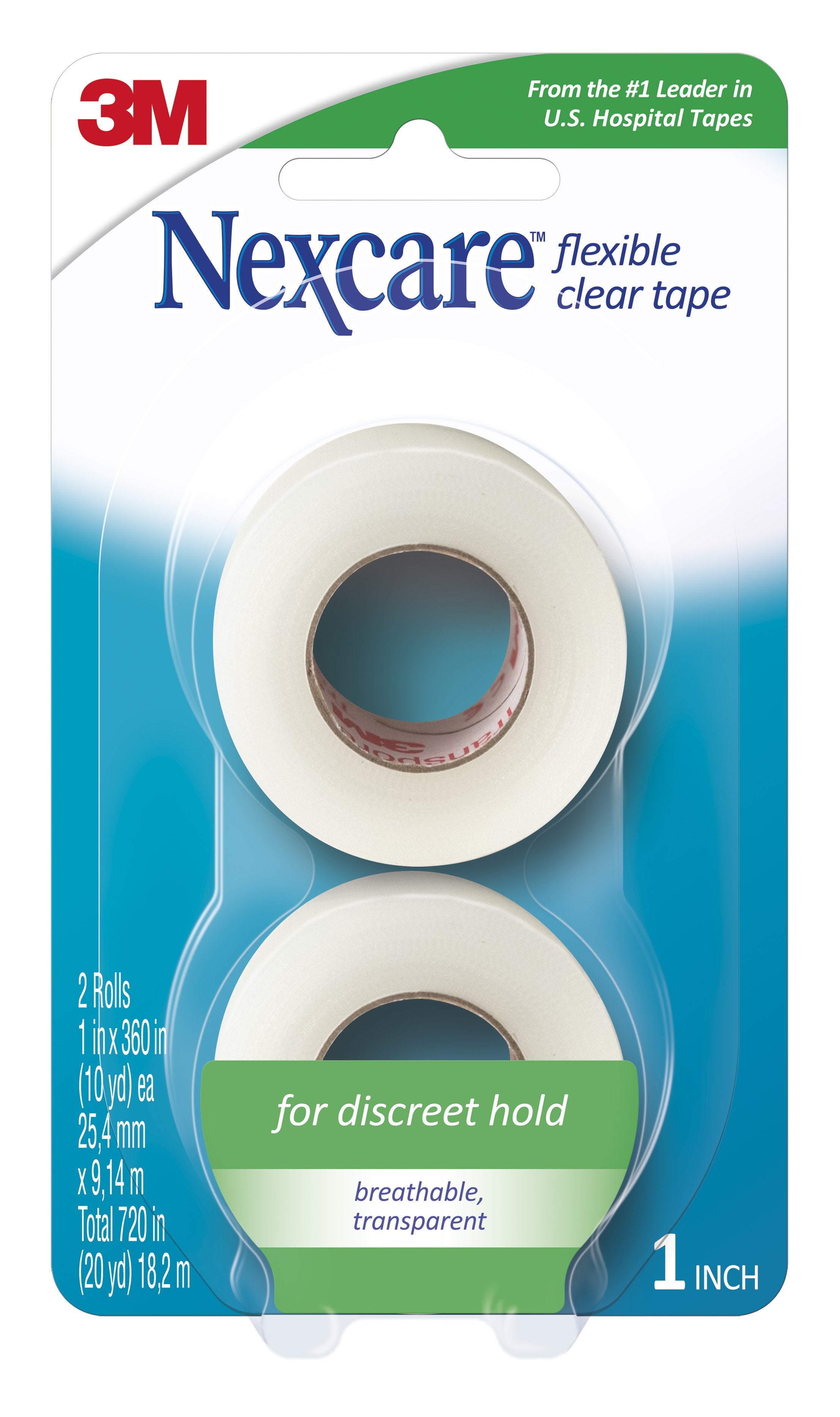 3M Nexcare Flexible Stretchy Fabric Medical Tape, 1 Inch x 10 Yard, Clear-Water Resistant Medical Tape Nexcare Flexible Clear 1 Inch X 10 Yard Stretchy Fabric NonSterile