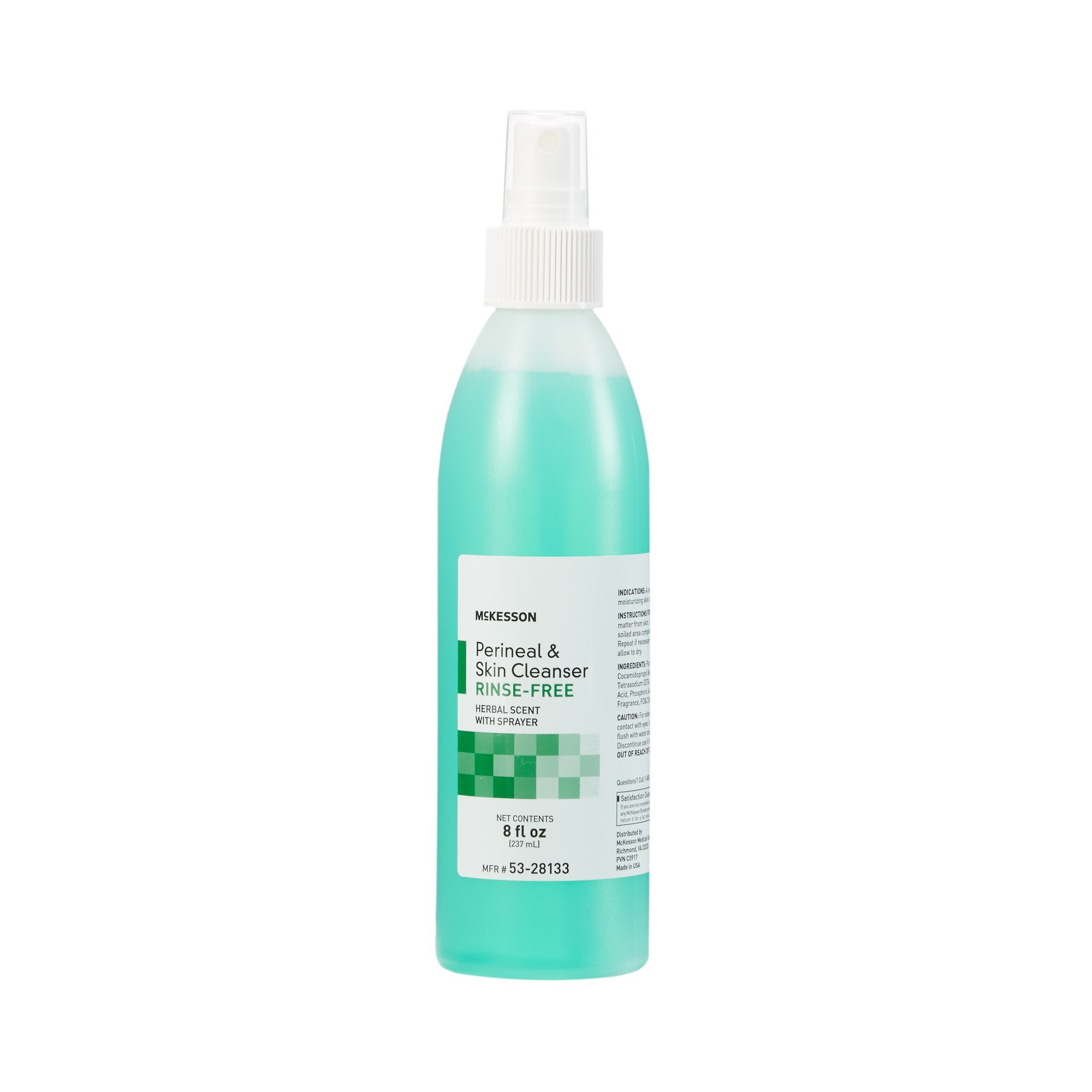 McKesson Rinse-Free Perineal Wash, Herbal Scent, 8 oz.-Rinse-Free Perineal Wash McKesson Liquid 8 oz. Pump Bottle Herbal Scent