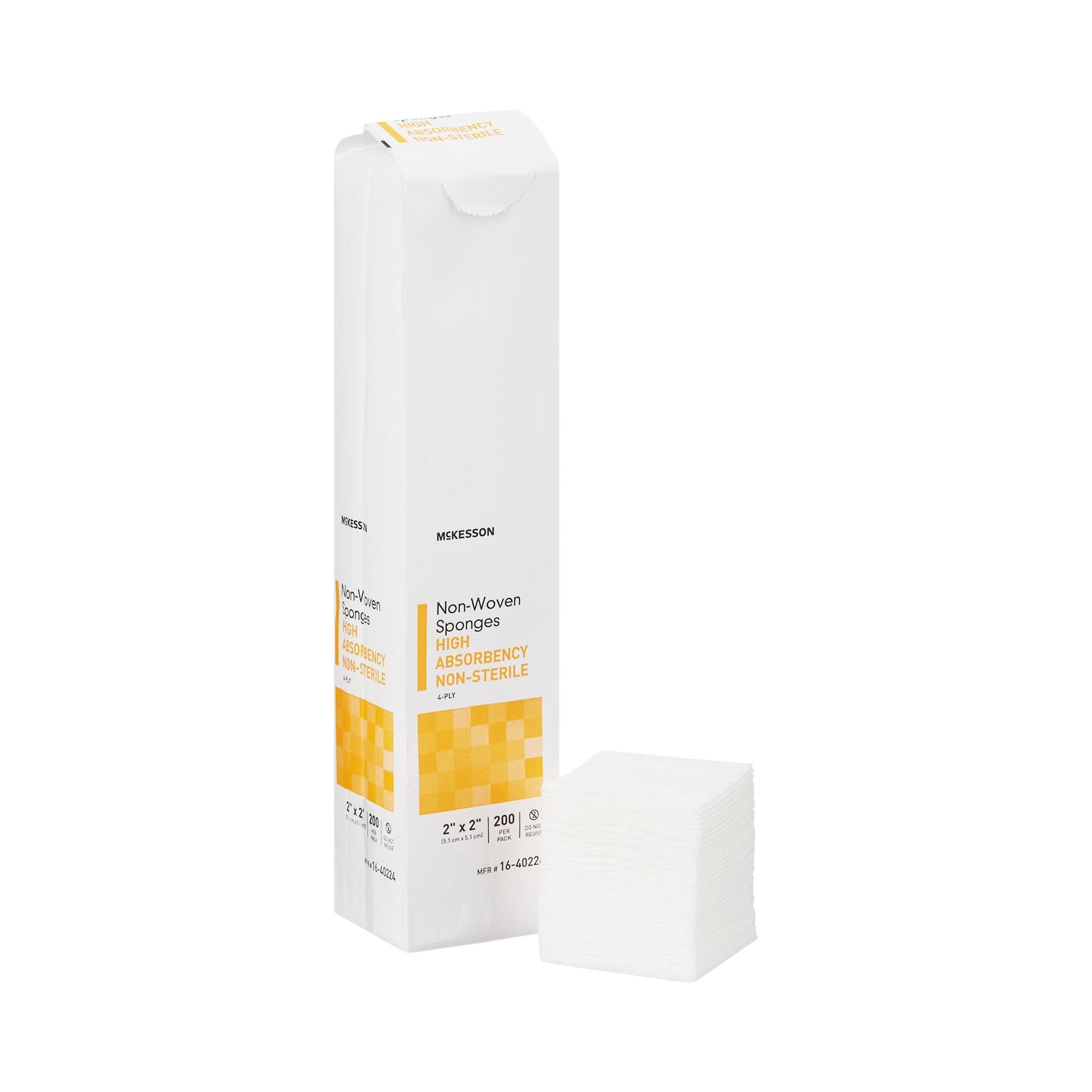 McKesson Nonwoven Sponge, 2 x 2 Inch, 4-Ply-Nonwoven Sponge McKesson 2 X 2 Inch 4-Ply NonSterile 200 per Pack