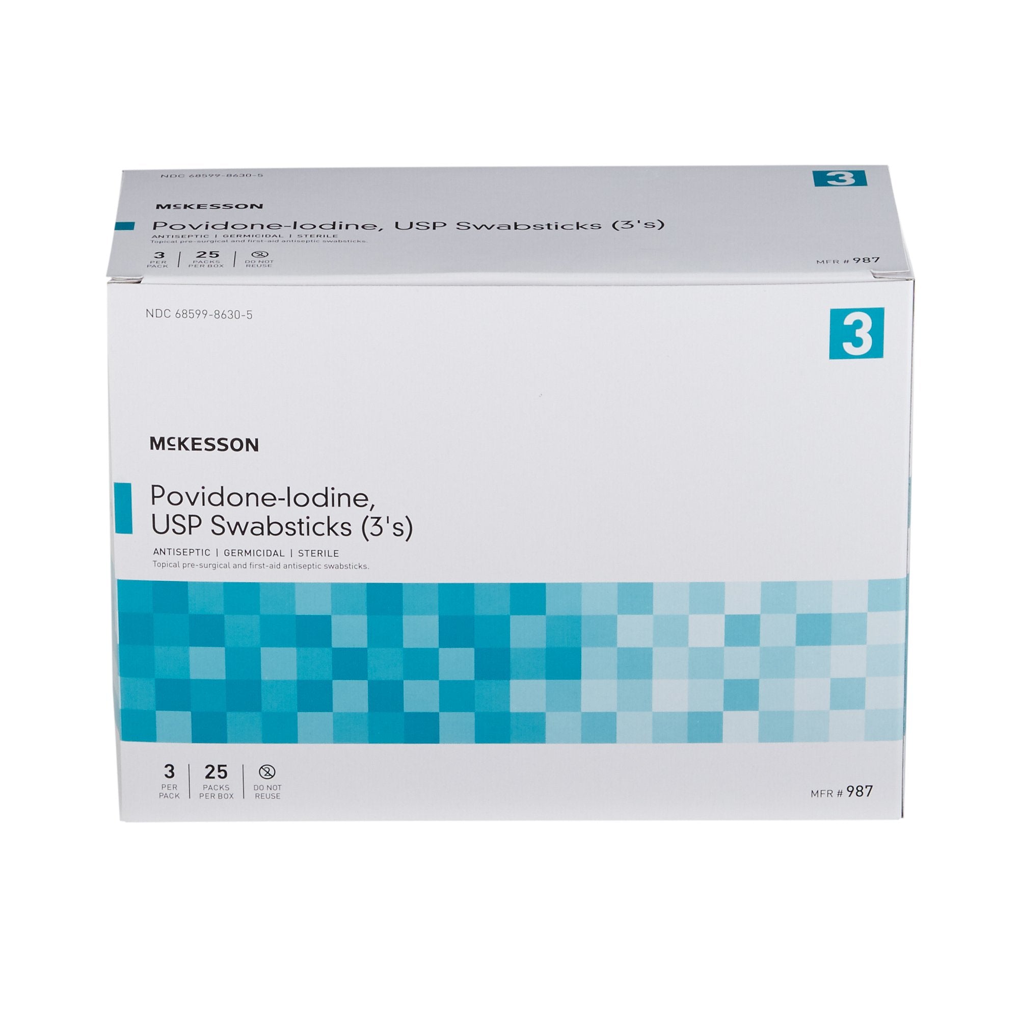 McKesson Impregnated Swabstick 3 Pack 10% Strength-Impregnated Swabstick McKesson 10% Strength Povidone-Iodine Individual Packet Sterile