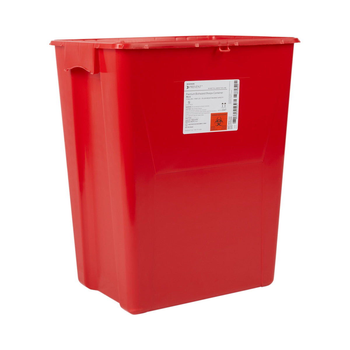 McKesson Prevent Sharps Container, 12 Gallon, 20-4/5 x 17-3/10 x 13 Inch-Sharps Container McKesson Prevent Red Base 20-4/5 H X 17-3/10 W X 13 L Inch Vertical Entry 12 Gallon