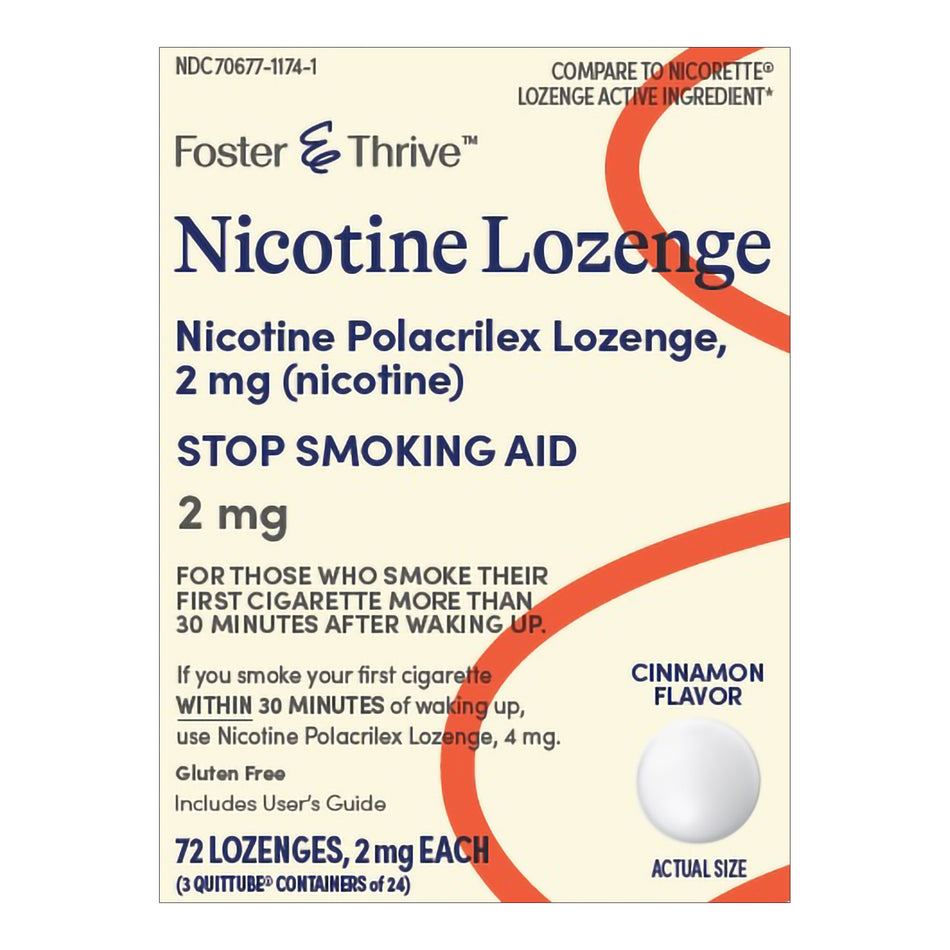 Foster & Thrive Nicotine Polacrilex Lozenges 2 mg (Nicotine) Cinnamon-Stop Smoking Aid Foster & Thrive 2 mg Strength Lozenge