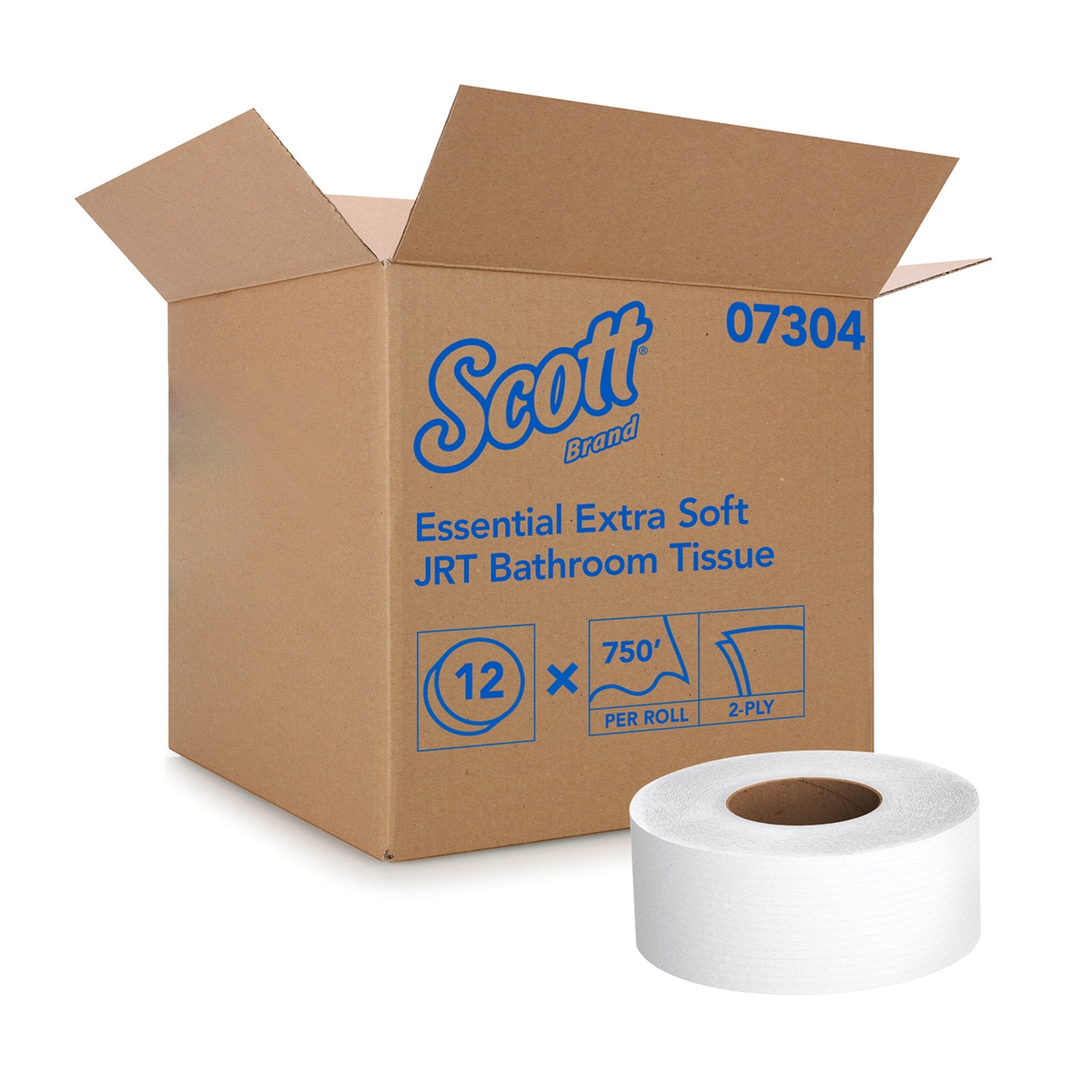 Scott Essential Jumbo Roll Toilet Paper, Extra Soft-Toilet Tissue Scott Essential Extra Soft JRT White 2-Ply Jumbo Size Cored Roll Continuous Sheet 3-11/20 Inch X 750 Foot