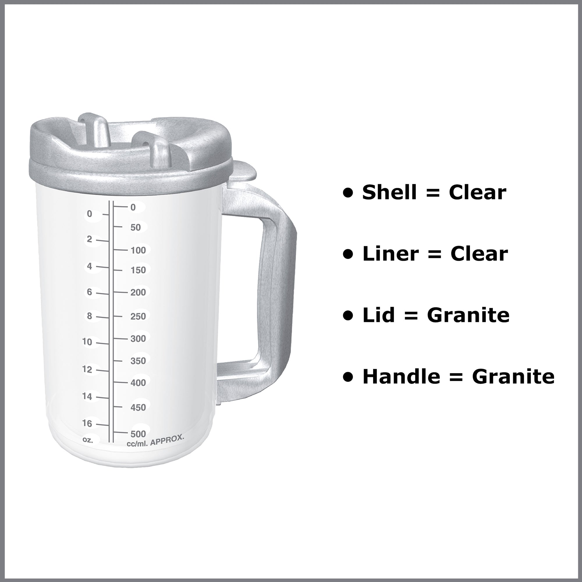 Whirley-DrinkWorks! Drinking Mug, 20 ounce-Insulated Drinking Mug Whirley-DrinkWorks! 20 oz. Clear Cup / Granite Lid Plastic Reusable
