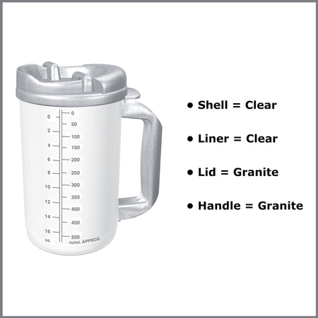 Whirley-DrinkWorks! Drinking Mug, 20 ounce-Insulated Drinking Mug Whirley-DrinkWorks! 20 oz. Clear Cup / Granite Lid Plastic Reusable