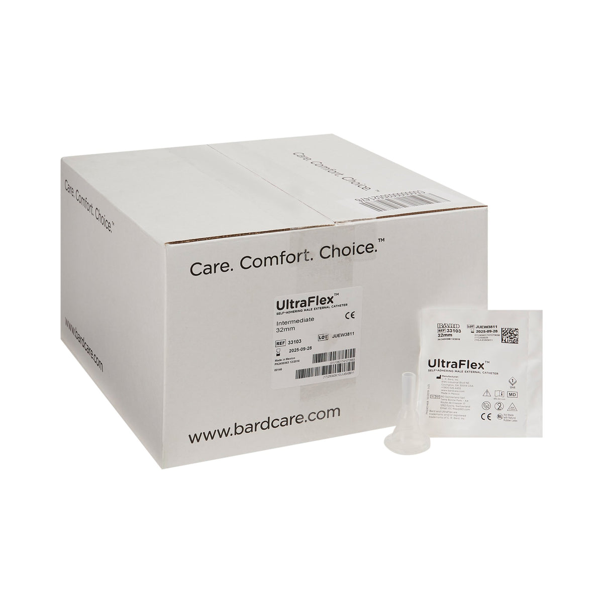 Bard UltraFlex Male External Catheter, Intermediate-Male External Catheter UltraFlex Self-Adhesive Seal Silicone Intermediate