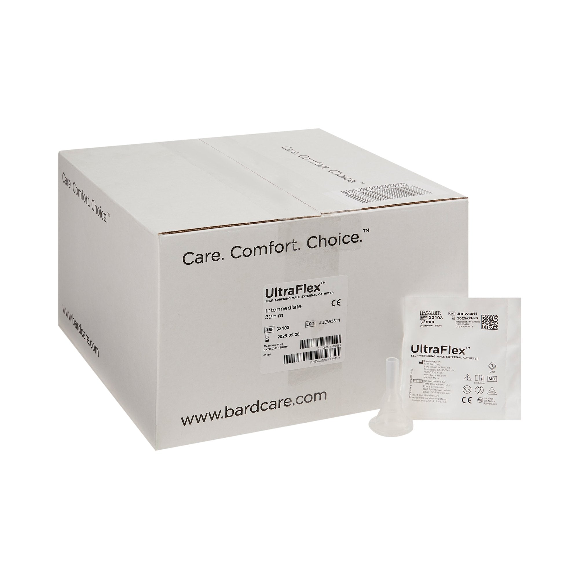 Bard UltraFlex Male External Catheter, Intermediate-Male External Catheter UltraFlex Self-Adhesive Seal Silicone Intermediate