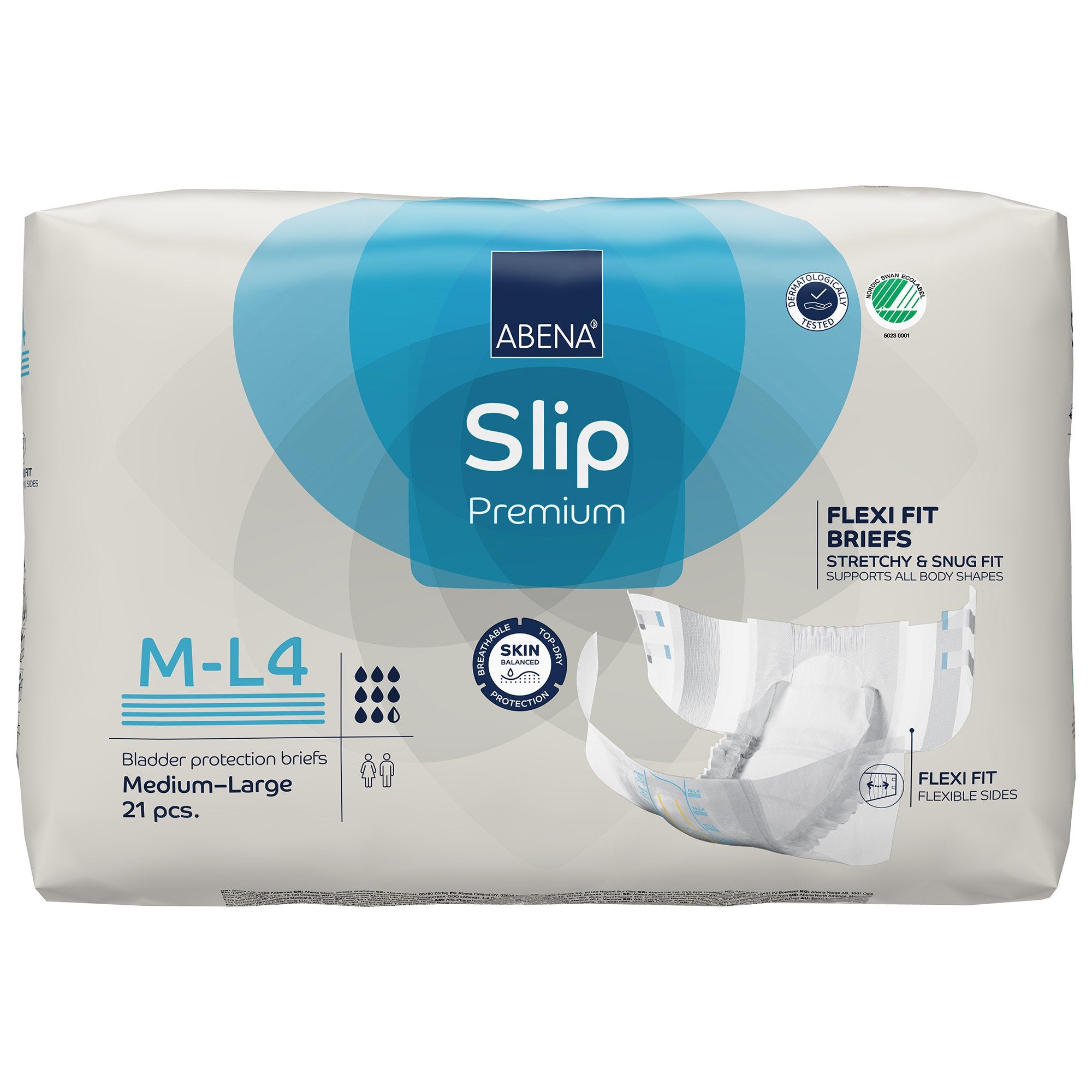 Abena Slip Premium Flexi Fit Incontinence Briefs, M-L4-Unisex Adult Incontinence Brief Abena Slip Flexi Fit Medium / Large Disposable Heavy Absorbency