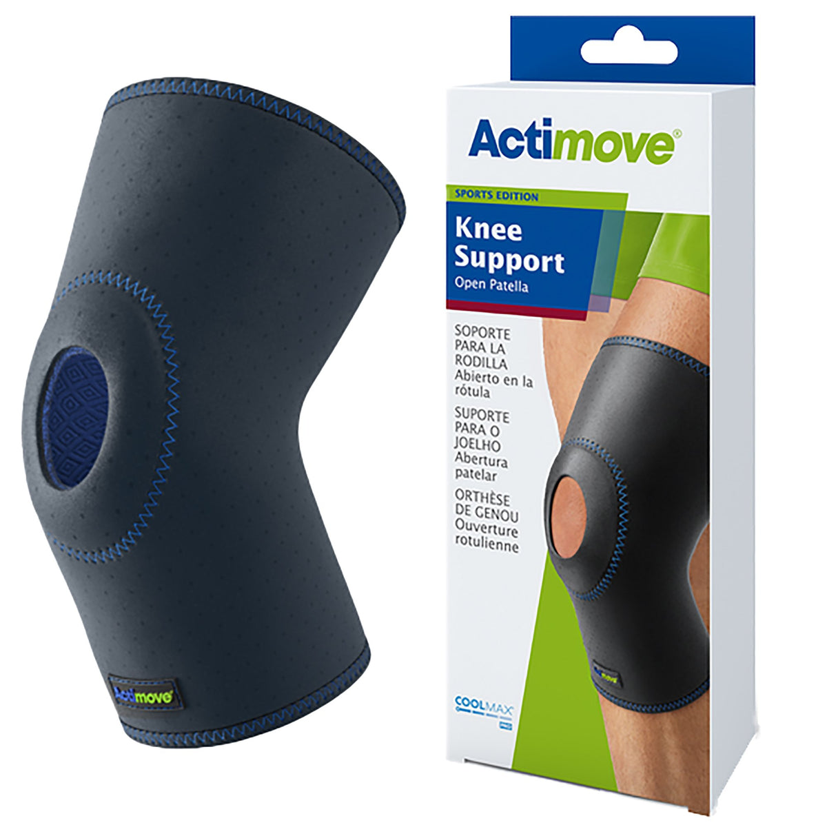 Actimove Sports Edition Open Patella Knee Support, Medium-Knee Support Actimove Sports Edition Medium Without Fastening 16 to 18 Inch Thigh Circumference Left or Right Knee