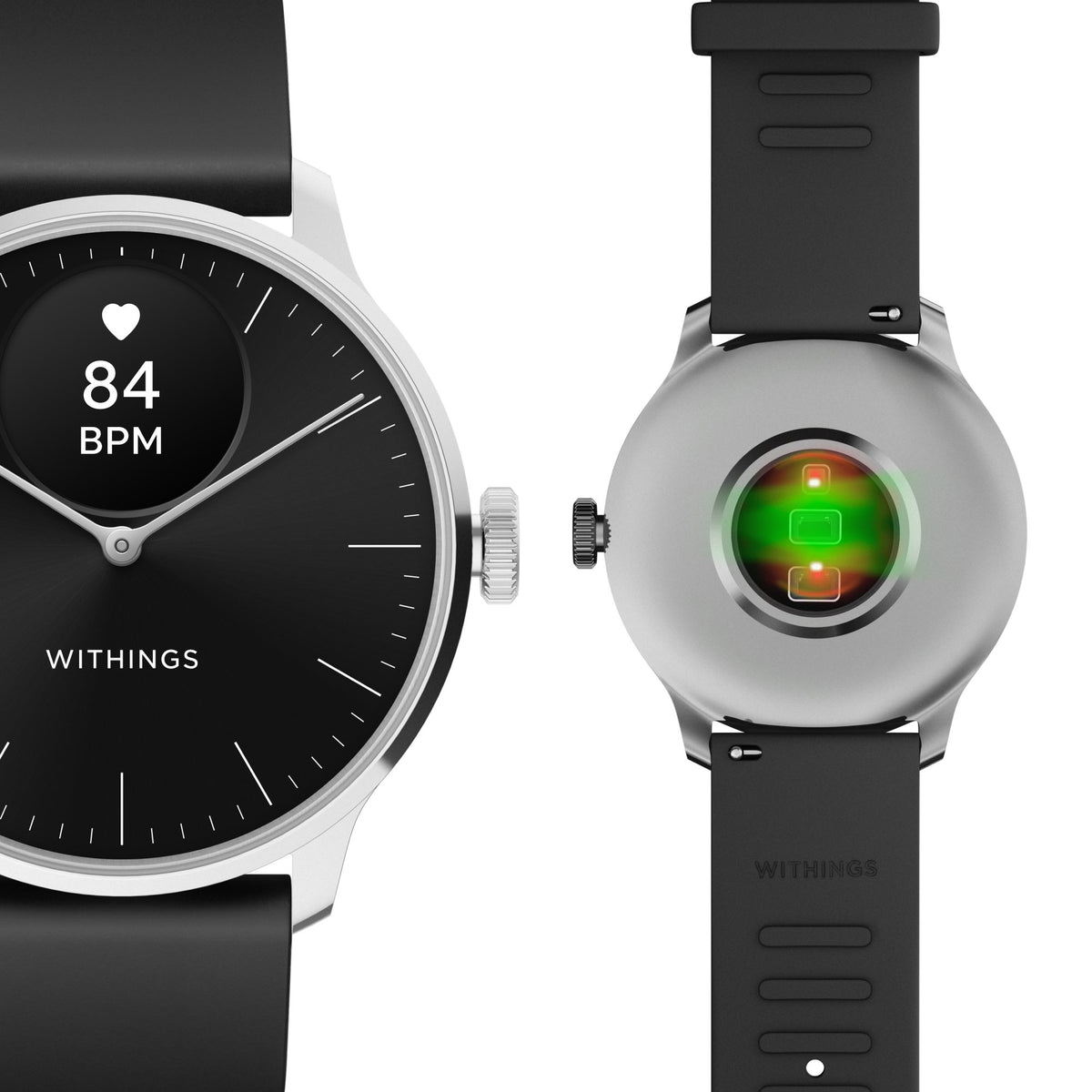 Withings ScanWatch Light Smart Watch, 37mm, Black-Smartwatch ScanWatch Llight 37mm Withings 24 Hour Grayscale OLED display