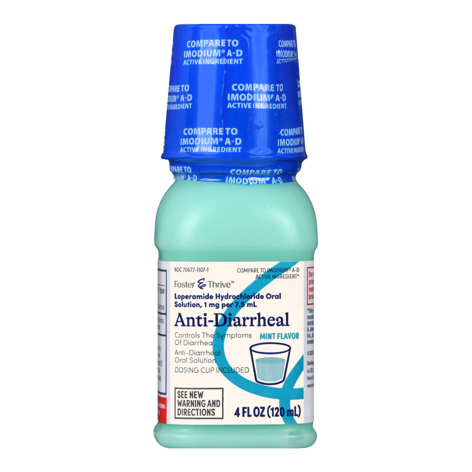 Foster & Thrive Anti-Diarrheal Loperamide Hydrochloride Oral Solution, 1 mg per 7.5 mL Mint-Anti-Diarrheal Foster & Thrive Oral Suspension 4 oz.