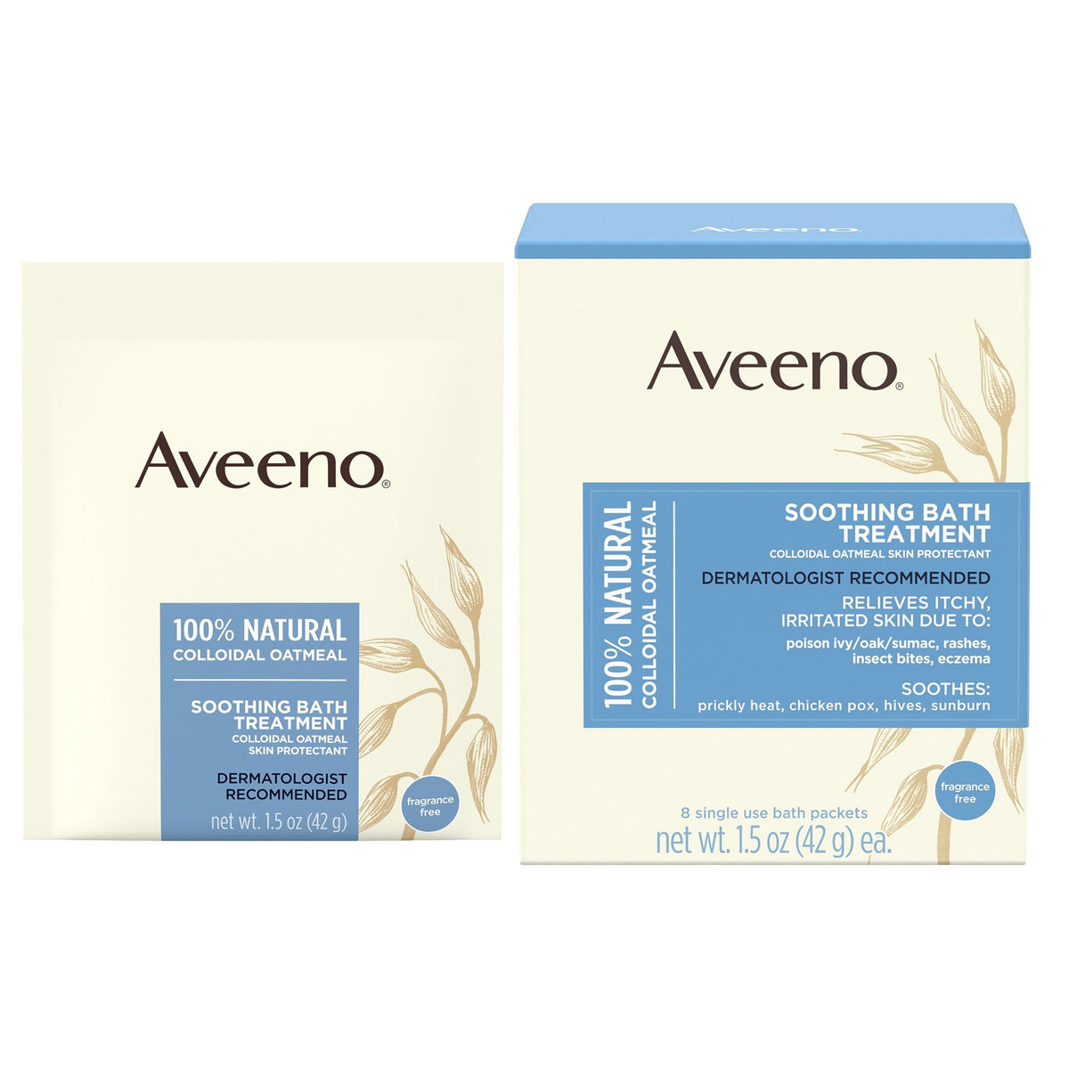 Aveeno Soothing Oatmeal Bath Treatment, 1.5 oz. Packet-Bath Additive Aveeno 1.5 oz. Individual Packet Unscented Powder