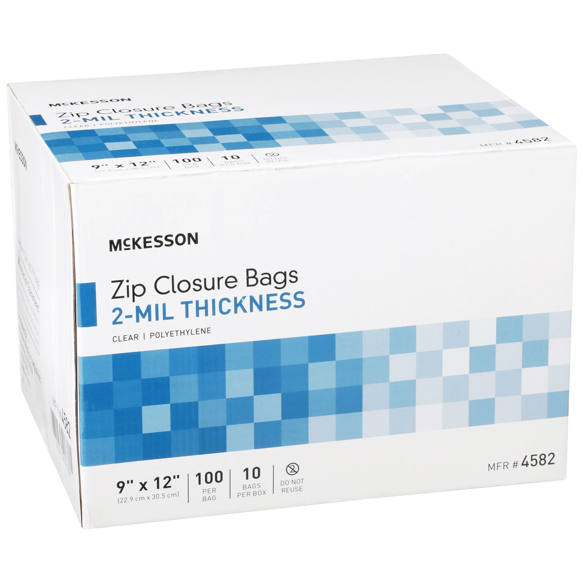 McKesson Zip Closure Bag, 9 X 12 Inches-Reclosable Bag McKesson 9 X 12 Inch Polyethylene Clear Zipper Closure