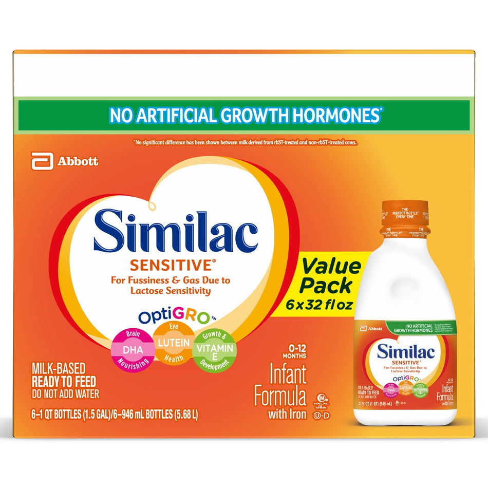 Similac® Sensitive® Ready to Use Infant Formula, 1-quart bottle - Nutritionals and Feeding Supplies>Nutritionals>Infant &...