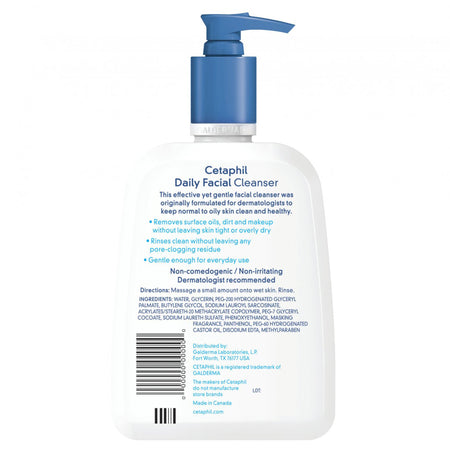 Cetaphil Unscented Daily Facial Cleanser, 16 oz.-Facial Cleanser Cetaphil Daily Facial Cleanser Liquid 16 oz. Pump Bottle Unscented