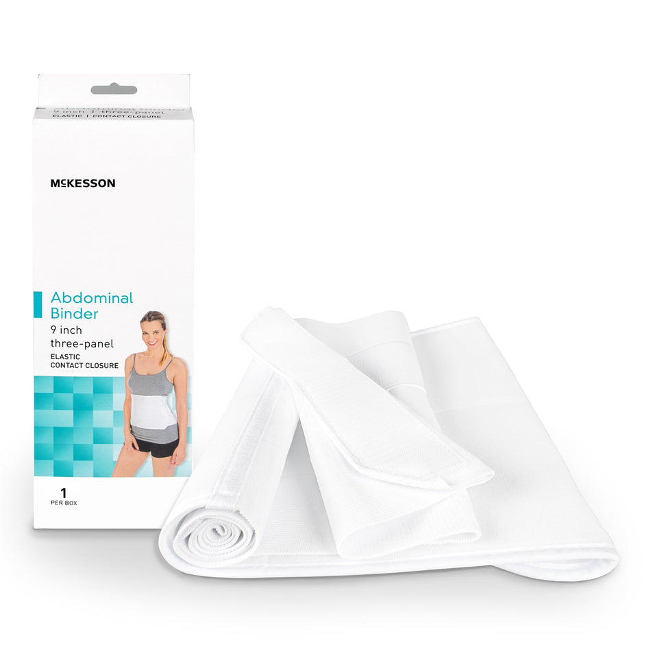 McKesson 3-Panel Abdominal Support, Medium / Large-Abdominal Binder McKesson Medium / Large Hook and Loop Closure 45 to 62 Inch Waist Circumference 9 Inch Height Adult