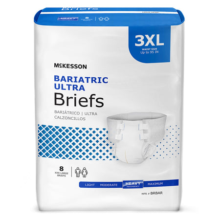 McKesson Ultra Heavy Absorbent Incontinence Brief, Bariatric-Unisex Adult Incontinence Brief McKesson Ultra Bariatric 3X-Large Disposable Heavy Absorbency