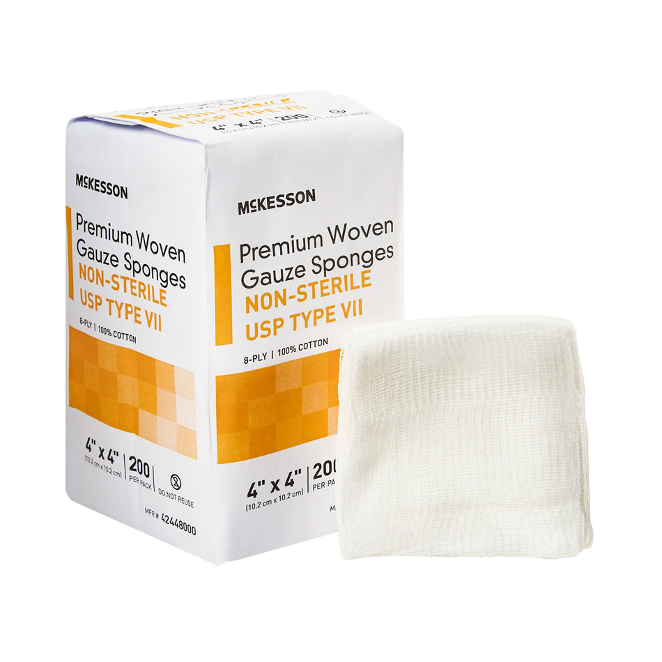 McKesson USP Type VII Gauze Sponge, 4 x 4 Inch, 8-Ply-Gauze Sponge McKesson 4 X 4 Inch 8-Ply NonSterile 200 per Pack