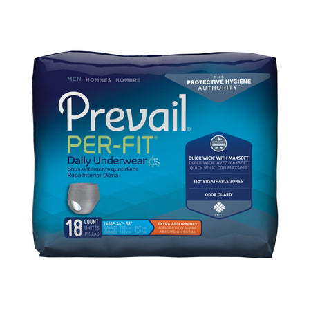 Prevail Per-Fit Men Adult Moderate Absorbent Underwear, Large, White-Male Adult Absorbent Underwear Prevail Per-Fit Pull On with Tear Away Seams Large Disposable Moderate Absorbency