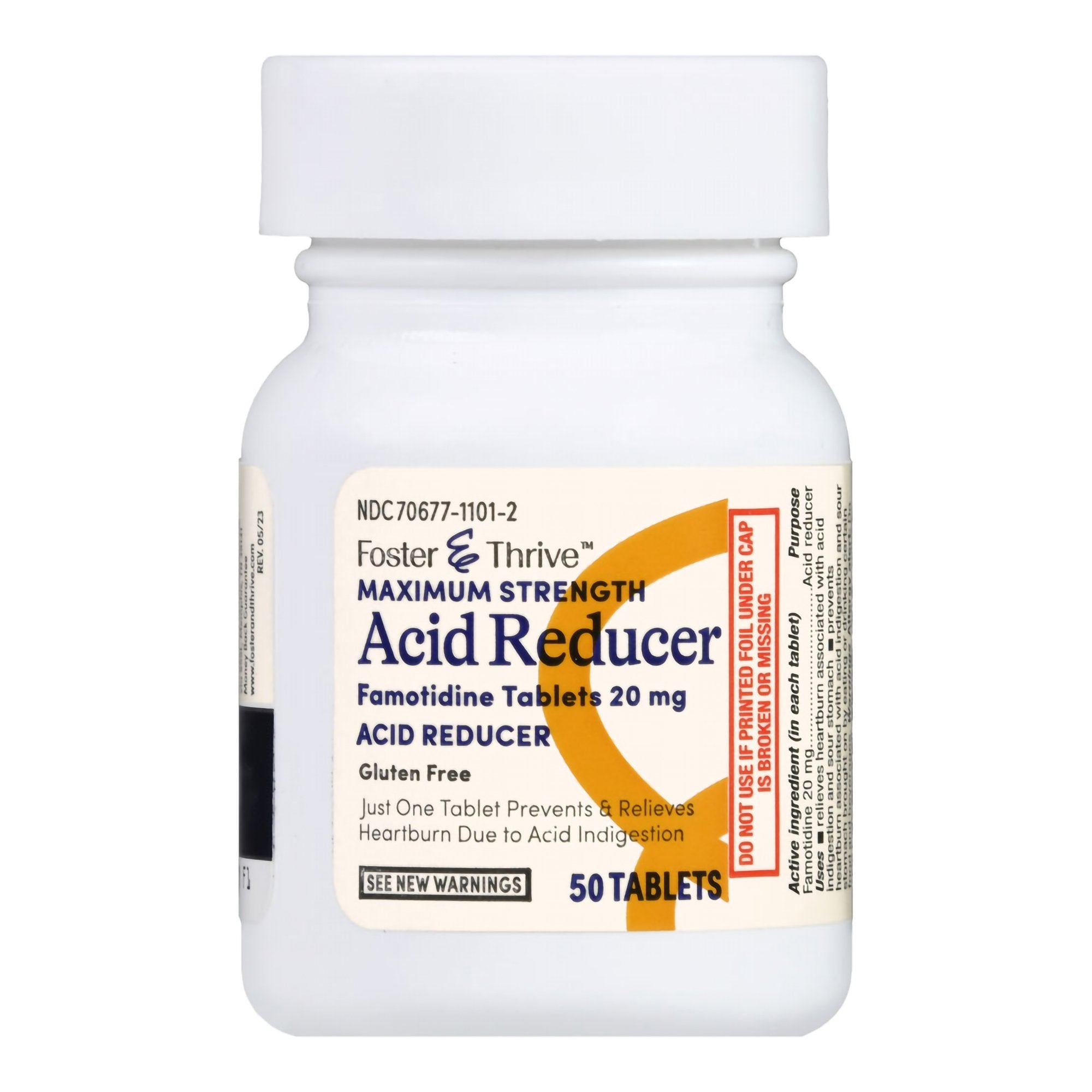 Foster & Thrive Maximum Strength Acid Reducer Famotidine 20 mg-Antacid Foster & Thrive 20 mg Strength Tablet 50 per Bottle