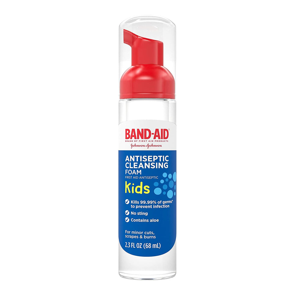 Band-Aid Kids Antiseptic Cleansing Foam-Antiseptic Band-Aid Foaming Liquid 2.3 oz. Pump Bottle