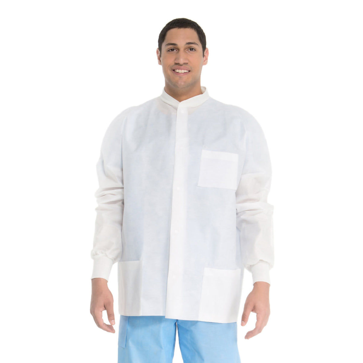 Universal Precautions Lab Jacket-Lab Jacket White Large Hip Length 3-Layer SMS Disposable