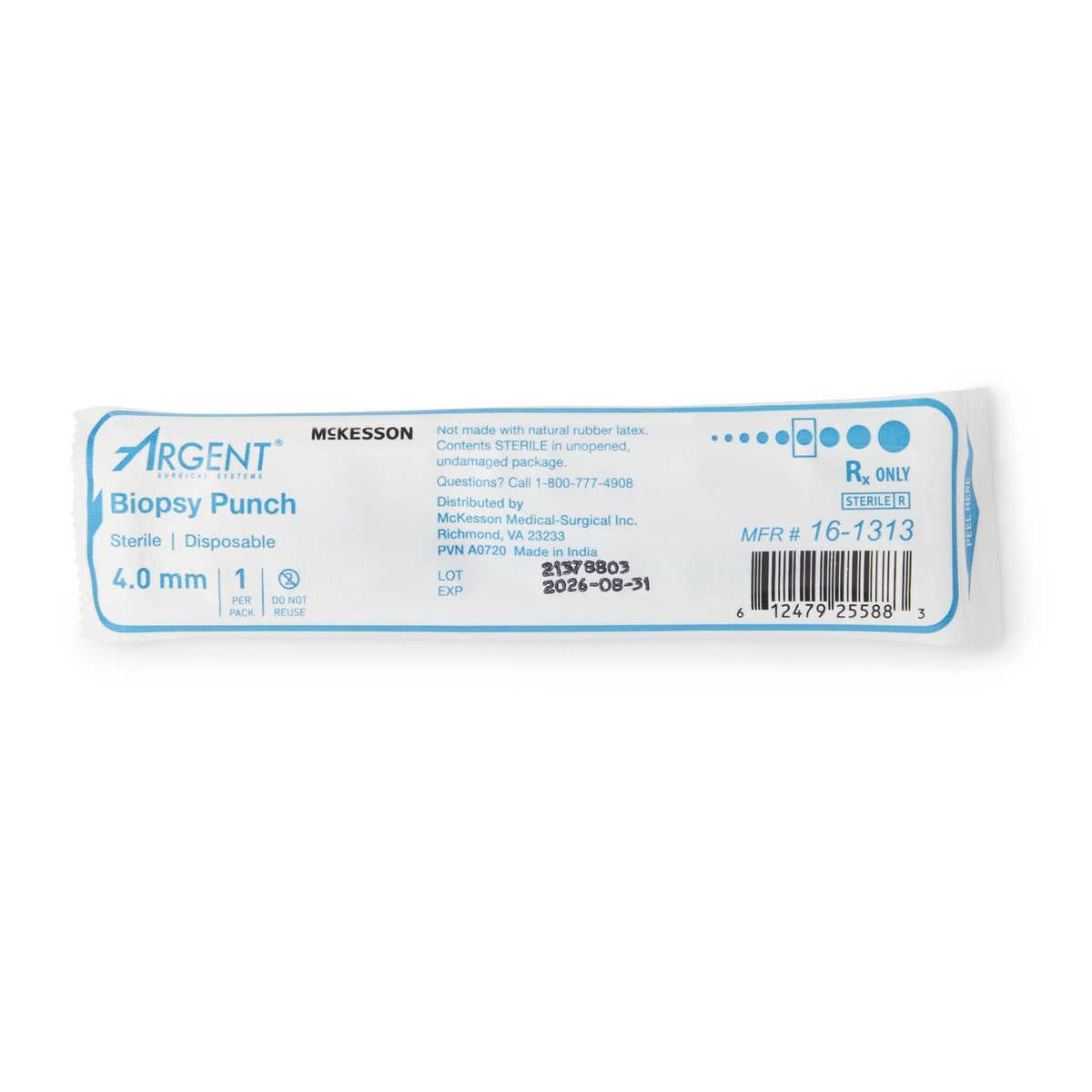 McKesson Argent Disposable Biopsy Punches, 4.0 mm-Biopsy Punch McKesson Argent Dermal 4 mm