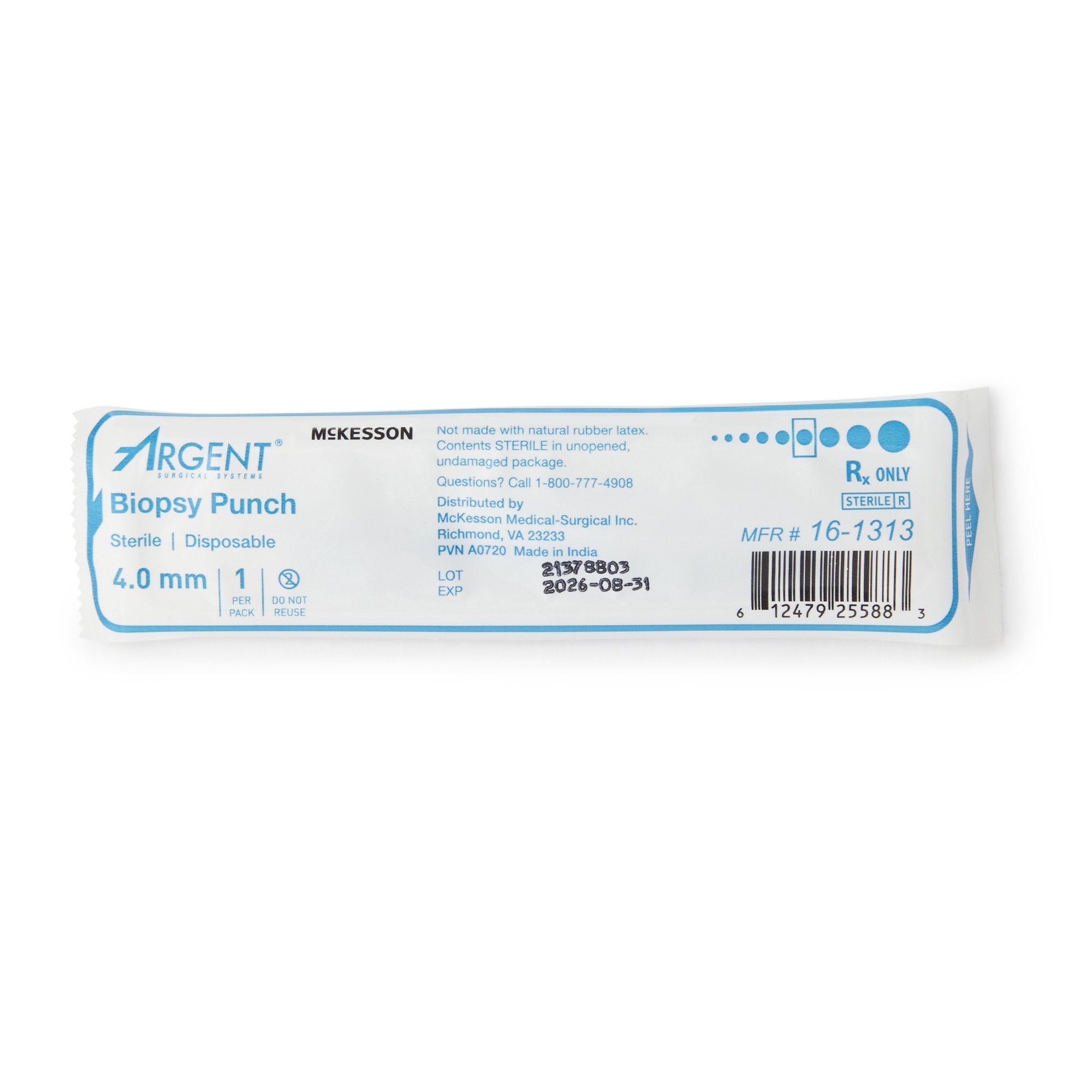 McKesson Argent Disposable Biopsy Punches, 4.0 mm-Biopsy Punch McKesson Argent Dermal 4 mm