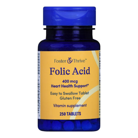 Foster & Thrive Folic Acid 400 mcg Tablets-Vitamin Supplement Foster & Thrive Folic Acid 400 mcg Strength Tablet 250 per Bottle