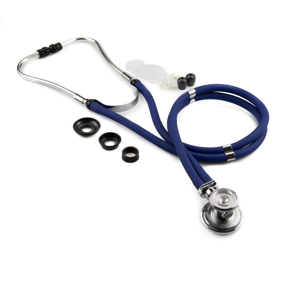 McKesson Lumeon Sprague Rappaport Stethoscope Double Lumen, Dark Blue-Sprague Stethoscope McKesson LUMEON Blue 2-Tube 22 Inch Tube Double Sided Chestpiece