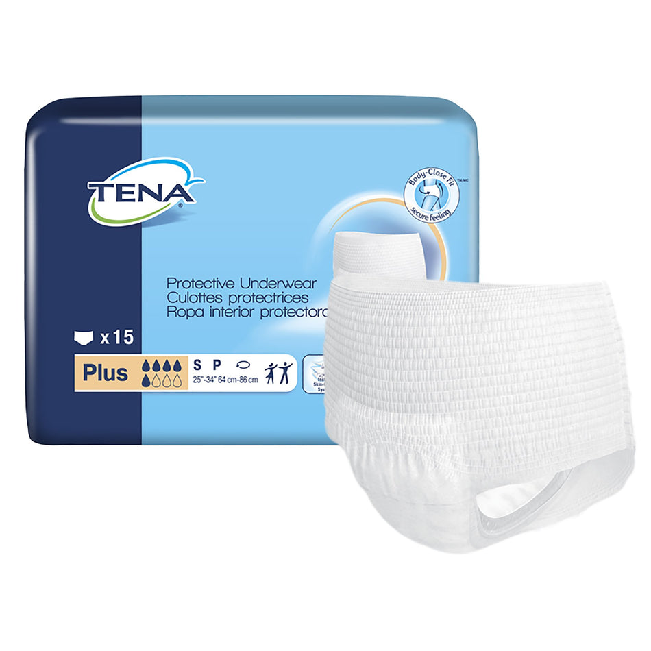 Tena ProSkin Plus Fully Breathable Absorbent Underwear, Small-Unisex Adult Absorbent Underwear TENA ProSkin Plus Pull On with Tear Away Seams Small Disposable Moderate Absorbency