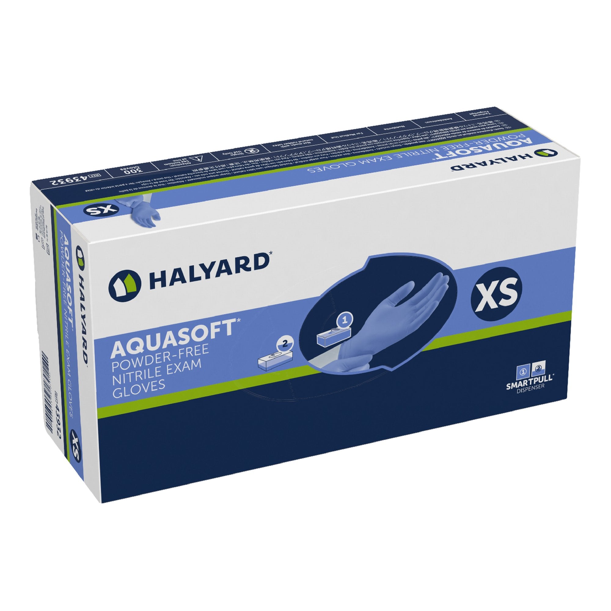 Aquasoft® Nitrile Exam Glove, Extra Small, Blue - Gloves>Exam Gloves - O&M Halyard Inc
