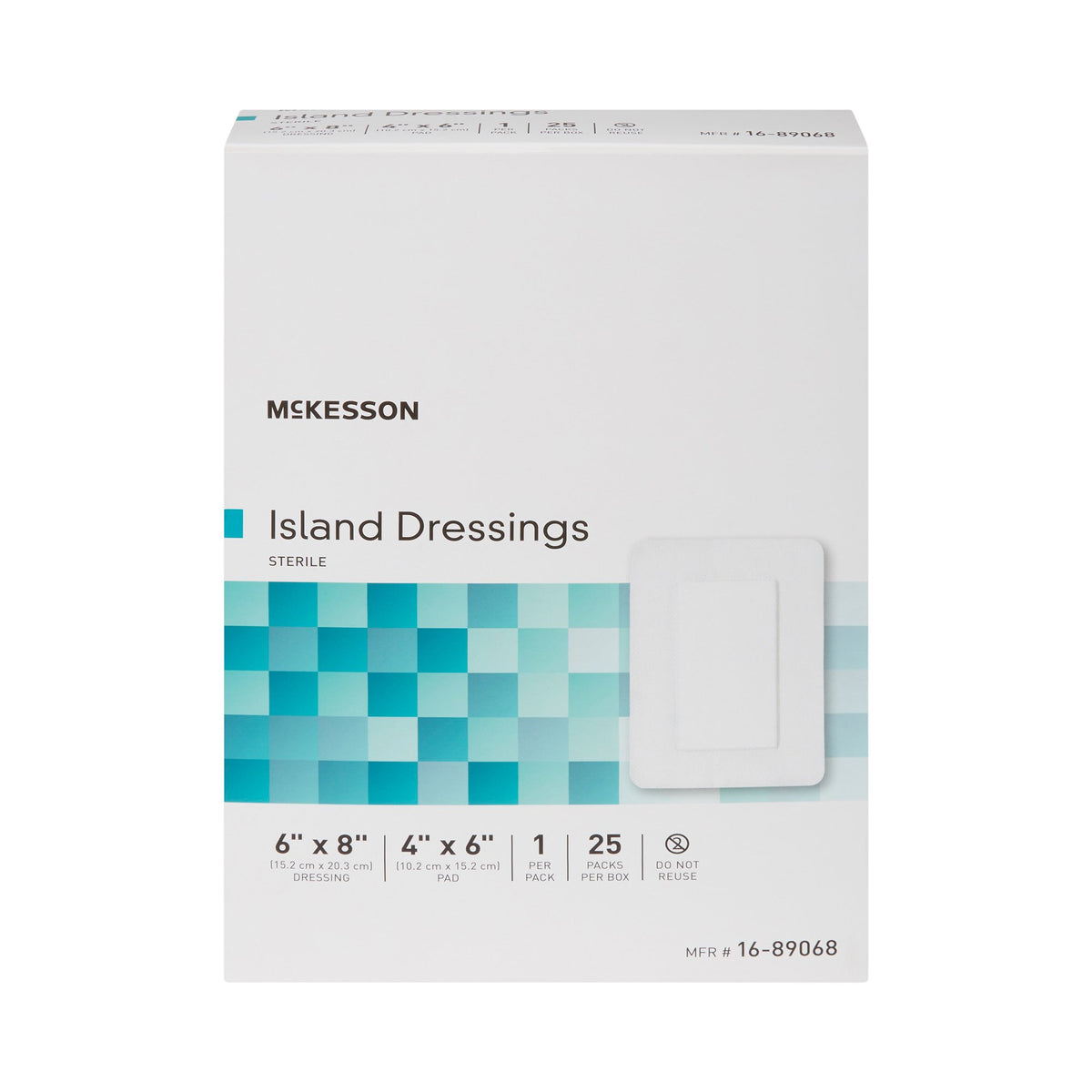 McKesson White Adhesive Dressing, 6 x 8 Inch-Island Dressing McKesson 6 X 8 Inch Rectangle Sterile
