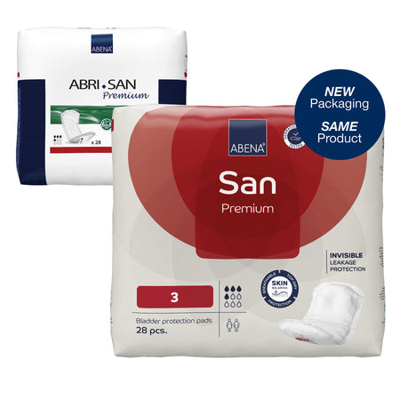 Abri-San Premium 3 Bladder Control Pad, 12-Inch Length-Bladder Control Pad Abri-San Premium #3 12 Inch Length Moderate Absorbency Fluff / Polymer Core One Size Fits Most