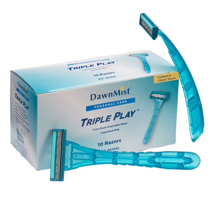 DawnMist Triple Play Facial Razor, Disposable-Personal Razor with Lubricating Strip DawnMist Triple Play Single Edge Triple Blade NonSterile Disposable