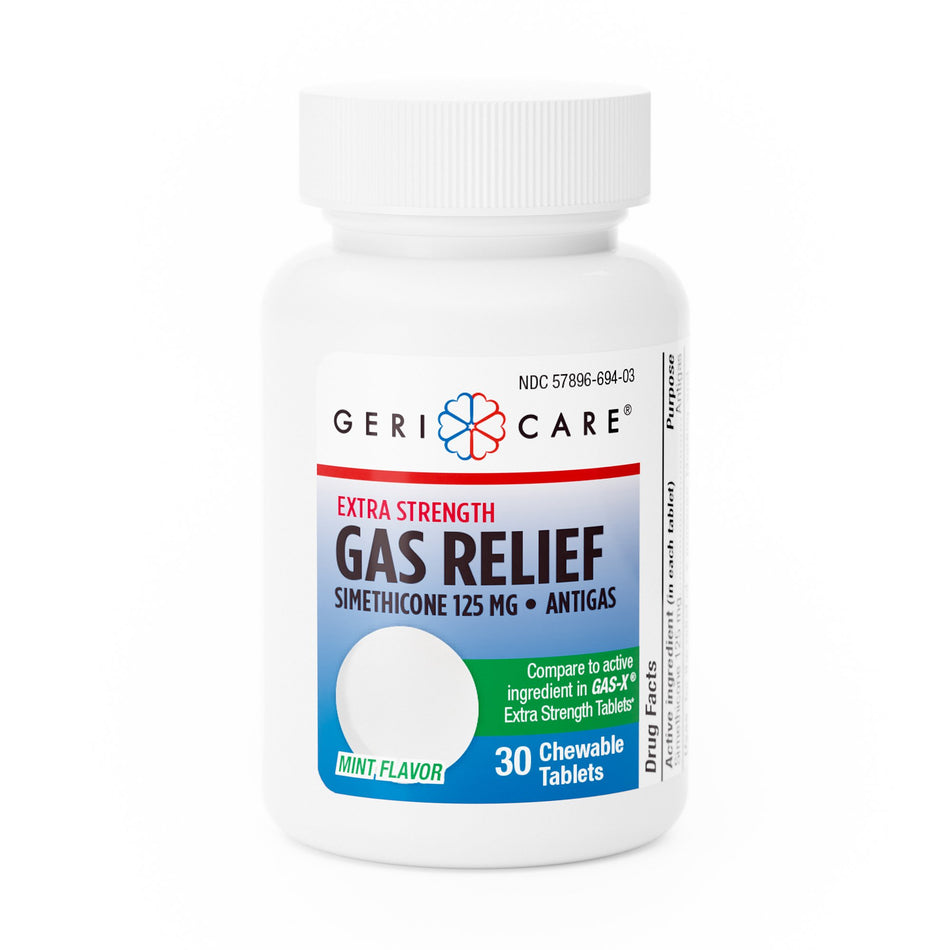 Geri-Care Simethicone Gas Relief-Gas Relief Geri-Care 125 mg Strength Tablet 30 per Bottle