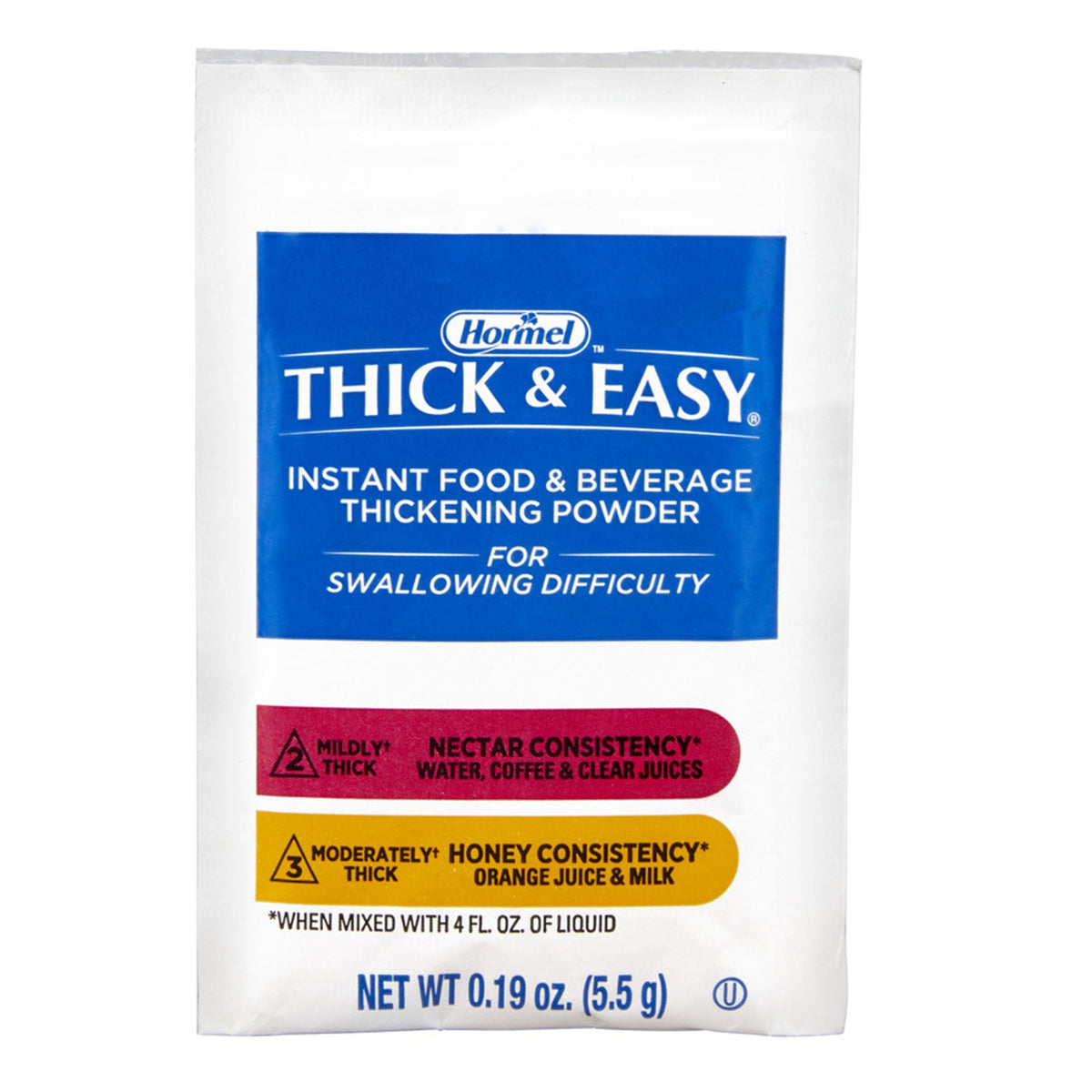 Thick & Easy Nectar Consistency, Food and Beverage Thickener-Food and Beverage Thickener Thick & Easy 5.5 Gram Individual Packet Unflavored Powder IDDSI Level 2 Mildly Thick