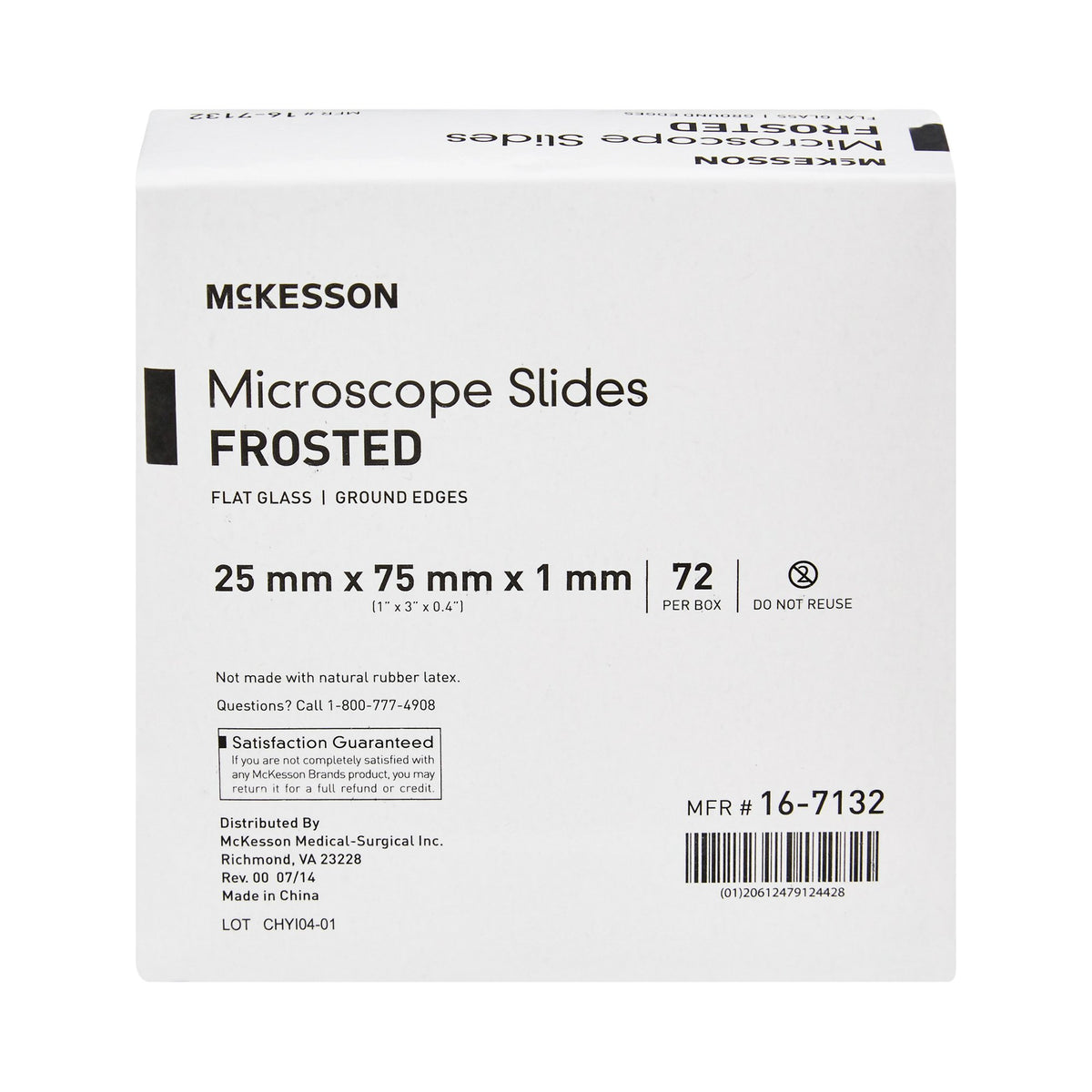 McKesson Frosted Microscope Slide, 1 x 3 Inch-Microscope Slide McKesson 1 X 3 Inch X 1 mm Frosted End