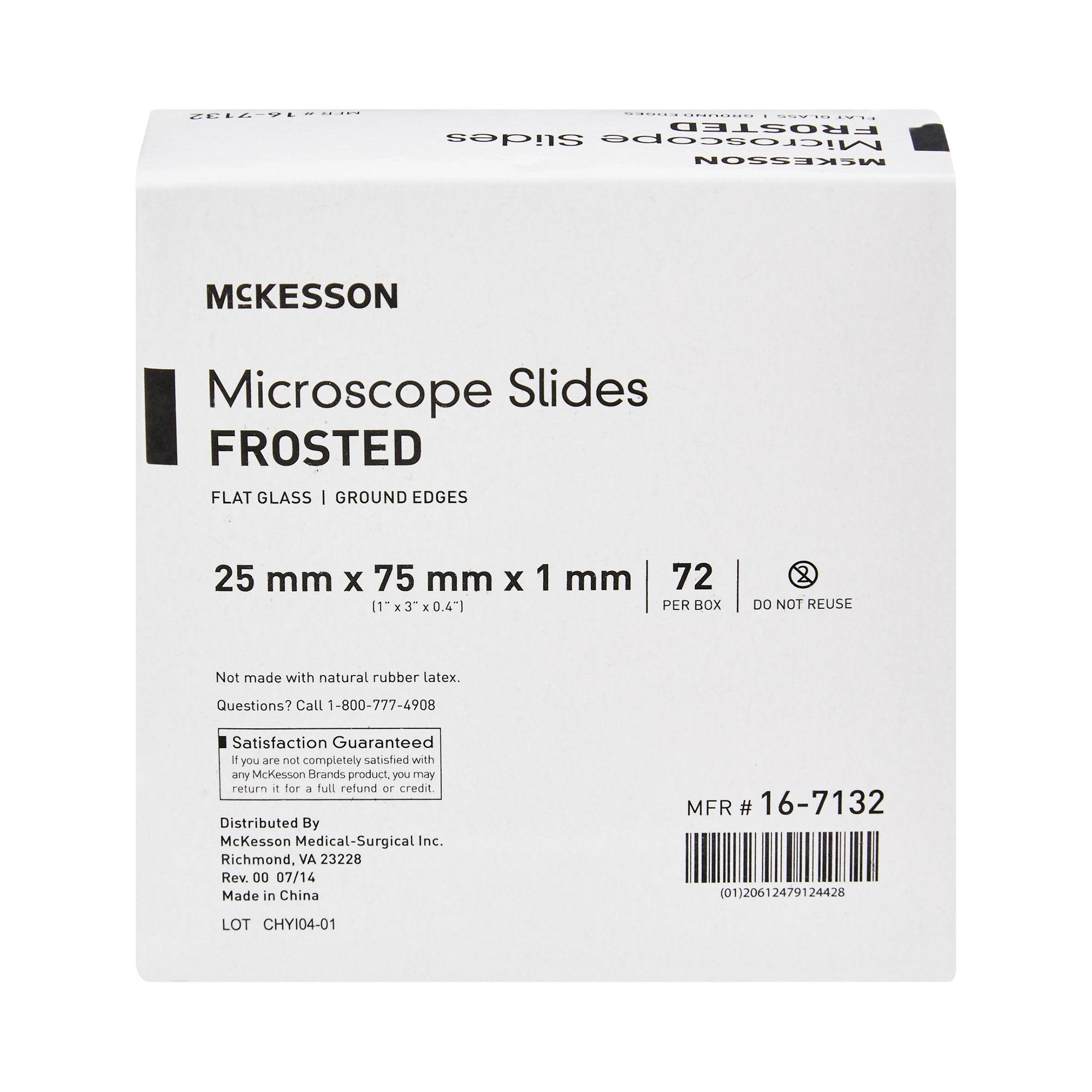 McKesson Frosted Microscope Slide, 1 x 3 Inch-Microscope Slide McKesson 1 X 3 Inch X 1 mm Frosted End