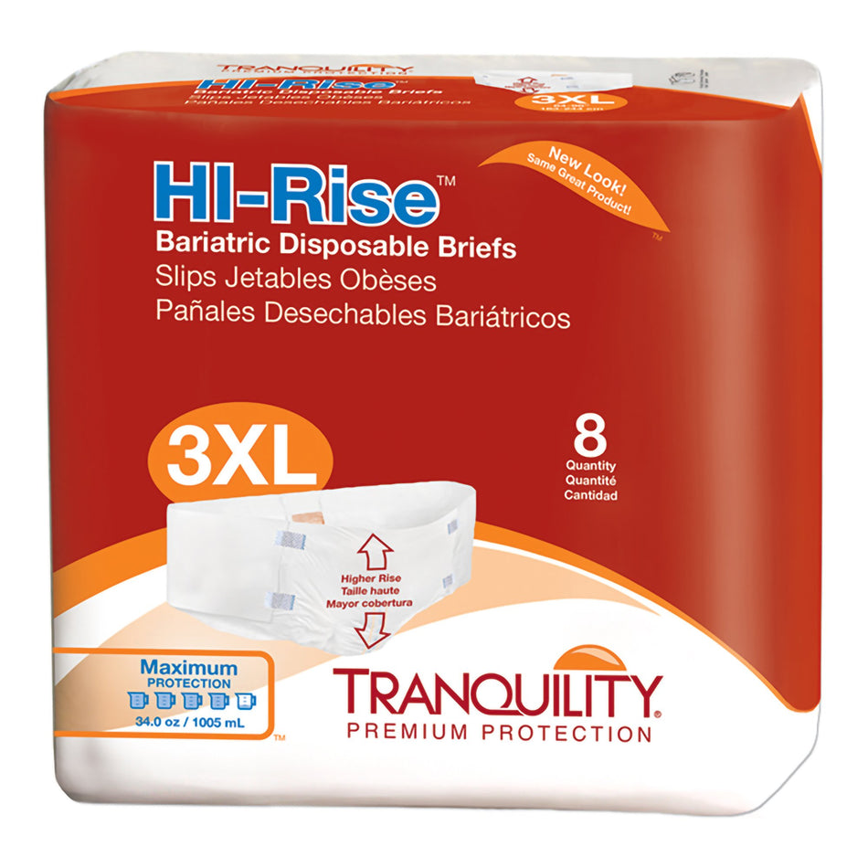 Tranquility HI-Rise Maximum Absorbency Bariatric Incontinence Brief-Unisex Adult Incontinence Brief Tranquility HI-Rise Bariatric 3X-Large Disposable Heavy Absorbency