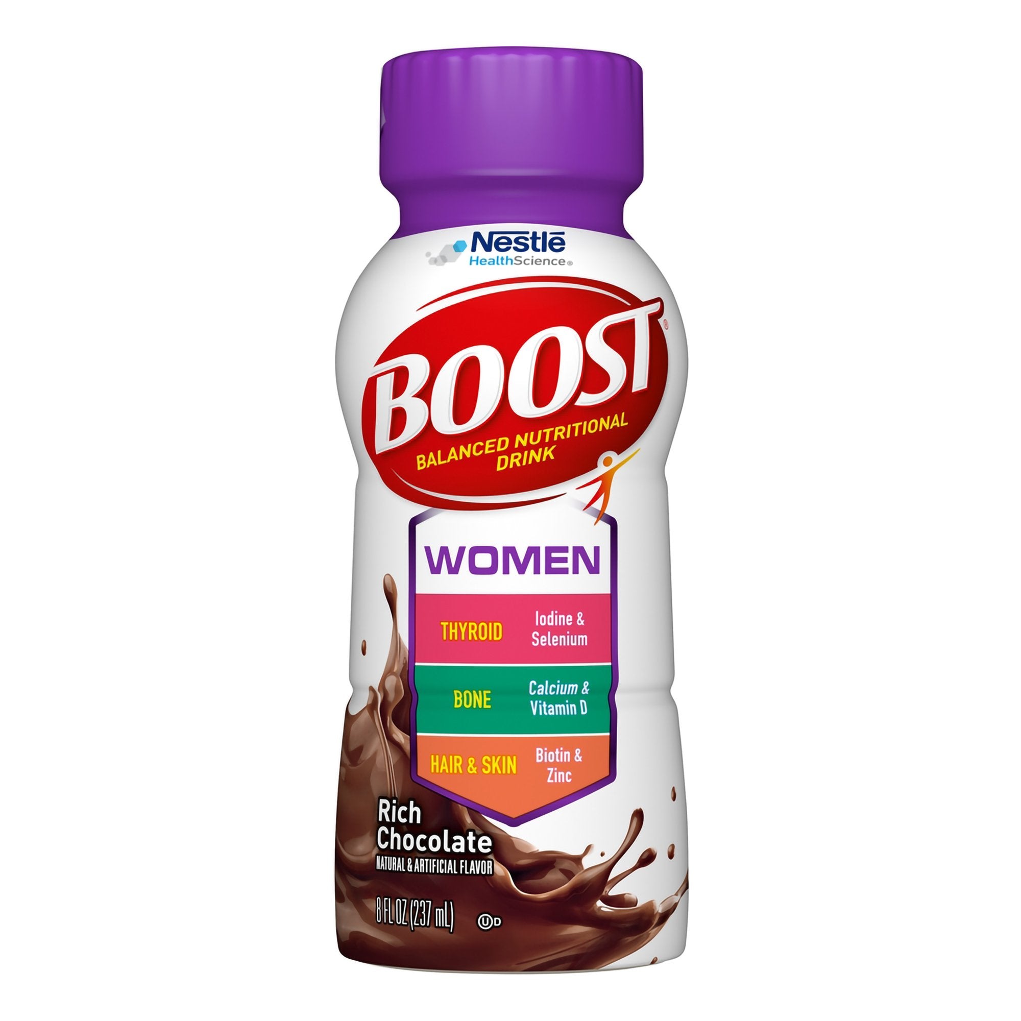 Boost Women Chocolate Balanced Nutritional Drink, 8-ounce bottle-Oral Supplement Boost Women Chocolate Flavor Liquid 8 oz. Bottle