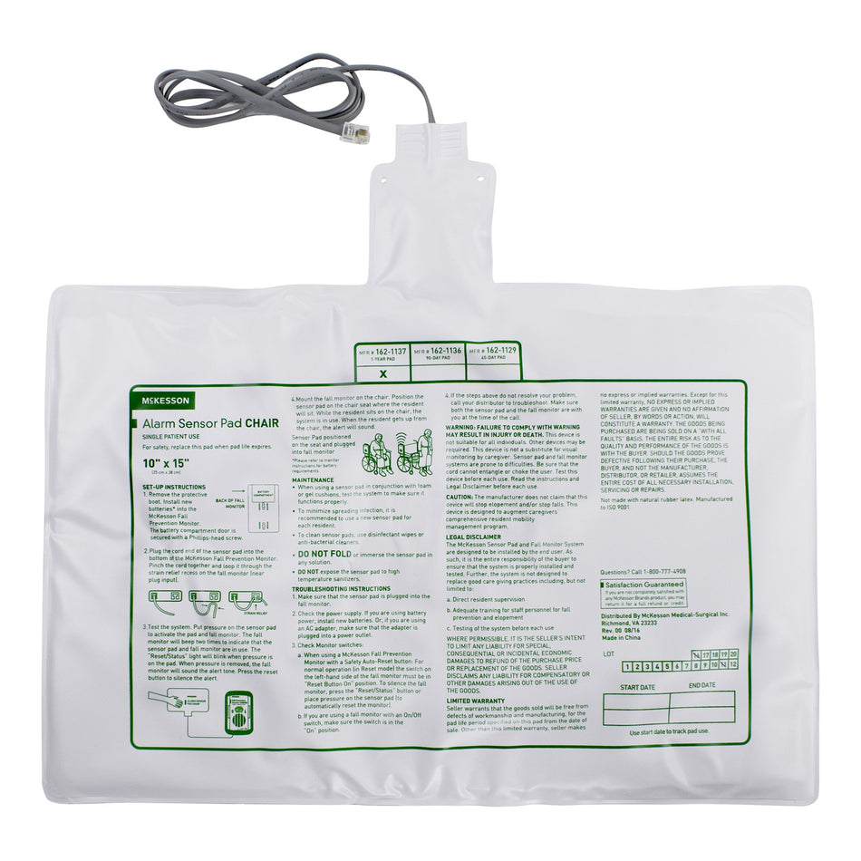 McKesson Chair Alarm Sensor Pad, 10 x 15 Inch-Chair Sensor Pad McKesson Brand 10 X 15 Inch
