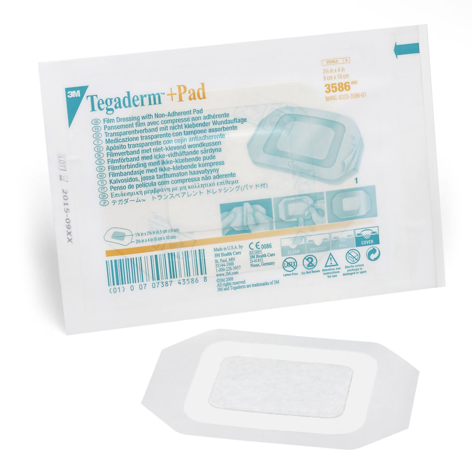 3M� Tegaderm� Transparent Film Dressing with Pad, 3� x 4 Inch-Transparent Film Dressing with Pad 3M� Tegaderm� +Pad 3-1/2 X 4 Inch Frame Style Delivery Rectangle Sterile